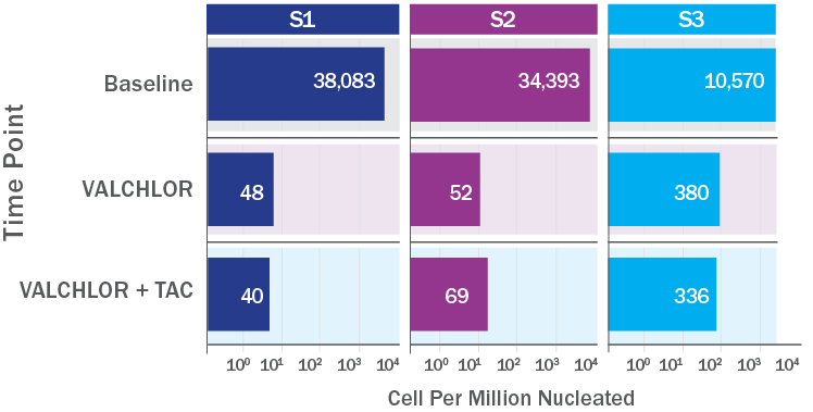 Graph time point cell per million nucleated